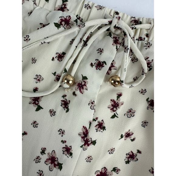 Sabo Skirt Size Large NWT Floral Print Drawstring Shorts Cream Ruffles Prairie - Picture 4 of 8